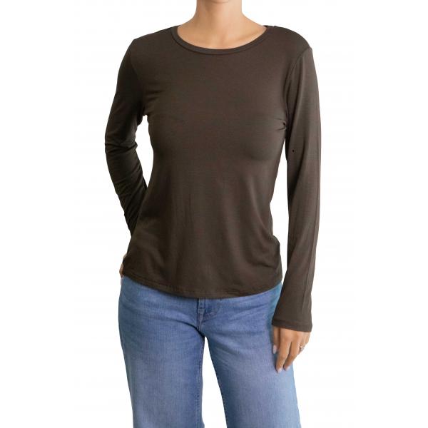 Maglia girocollo tinta unita in viscosa